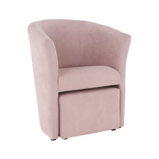 Klub fotel puffal, rózsaszín, ROSE
