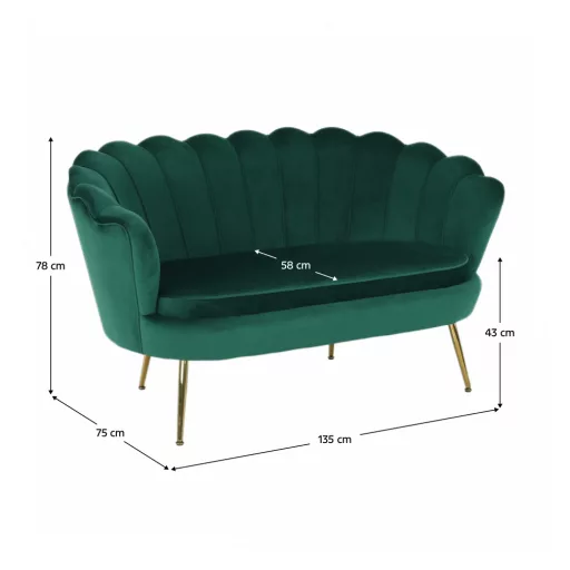 Pad Art-deco stílusban, smaragd Velvet anyag/gold króm-arany, NOBLIN