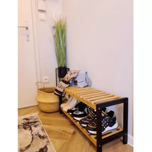 Cipőtartó, természetes/fekete, KONTRE