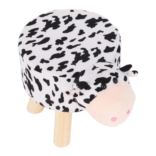 Puff kistehén alakban, Velvet anyag fehér/fekete/natúr, MOLLY