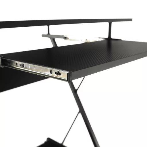 Mozgatható számítógépasztal/Gamer asztal kerekekkel, fekete, TARAK