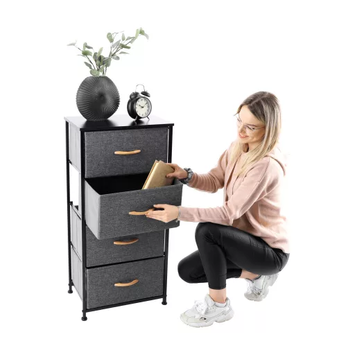 Komód szövet fiókokkal, fekete/sötétszürke, PALMERA TYP 2