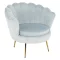 Fotel Art-deco stílusban, szürke-kék Velvet anyag/gold chróm-arany, NOBLIN