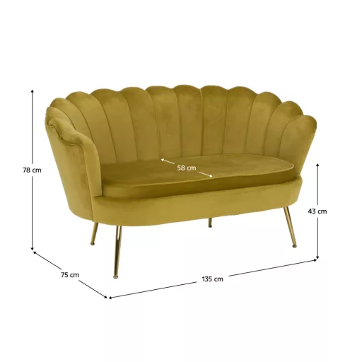Pad Art-deco stílusban, mustár színűVelvet anyag/gold chróm-arany, NOBLIN