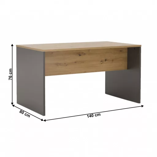 Íróasztal, grafit/tölgyfa artisan, RIOMA NEW TYP 11
