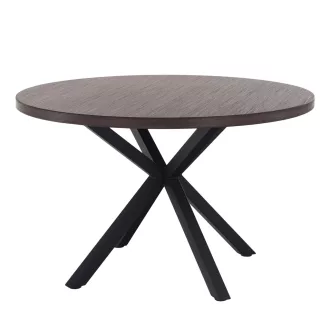   Étkezőasztal, sötét tölgy/fekete, átmérő 120 cm, MEDOR
