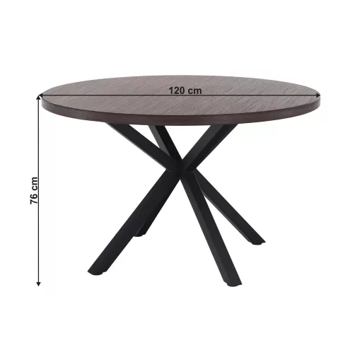 Étkezőasztal, sötét tölgy/fekete, átmérő 120 cm, MEDOR