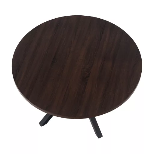 Étkezőasztal, sötét tölgy/fekete, átmérő 120 cm, MEDOR