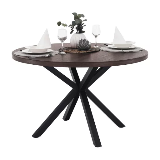 Étkezőasztal, sötét tölgy/fekete, átmérő 120 cm, MEDOR