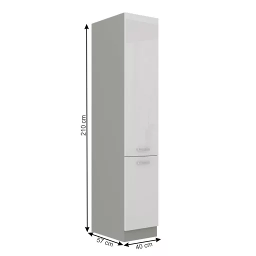 Magas élelmiszer szekrény, fehér magasfényű, PRADO 40 DK-210 2F