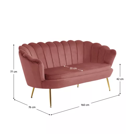 Luxus heverő, 2,5-es ülés, rózsaszín/arany, Art-deco, NOBLIN