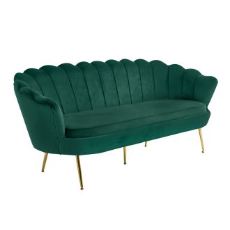   Luxus heverő, 3-as ülés, smaragd Velvet szövet/króm arany, Art-deco stílus, NOBLIN