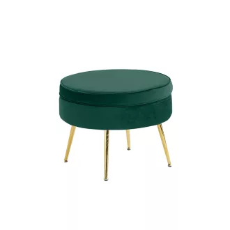   Luxus zsámoly/puff, smaragd Velvet szövet/króm arany, Art-deco, NOBLIN TYP 1