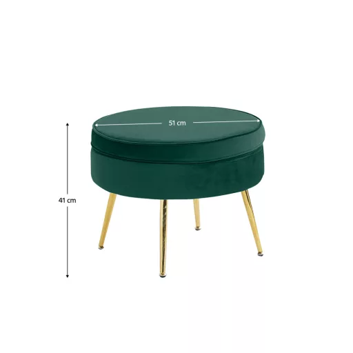 Luxus zsámoly/puff, smaragd Velvet szövet/króm arany, Art-deco, NOBLIN TYP 1