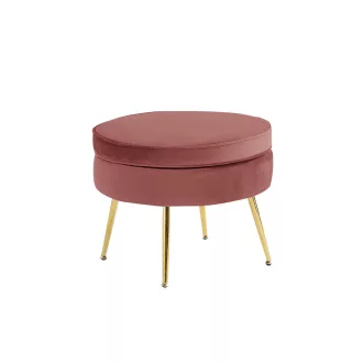  Luxus zsámoly/puff, rózsaszín Velvet szövet/króm arany, Art-deco, NOBLIN TYP 1