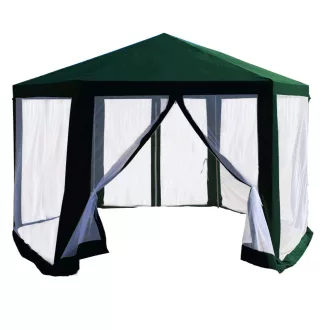   Kerti pavilon sátor, 3,9x2,5x3,9m, zöld/fehér, RINGE TYP 1+6 oldal