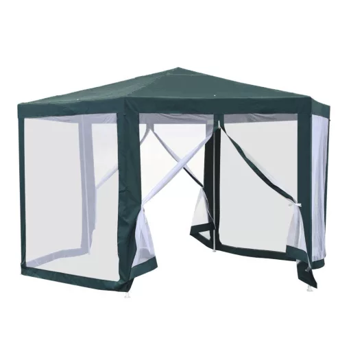 Kerti pavilon sátor, 3,9x2,5x3,9m, zöld/fehér, RINGE TYP 1+6 oldal