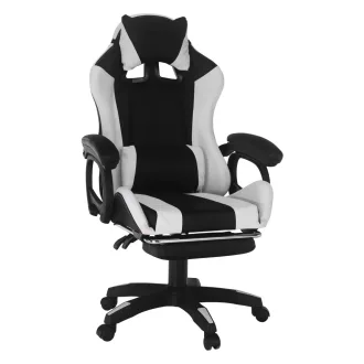   Irodai/gamer szék RGB LED világítással, fekete/fehér, JOVELA