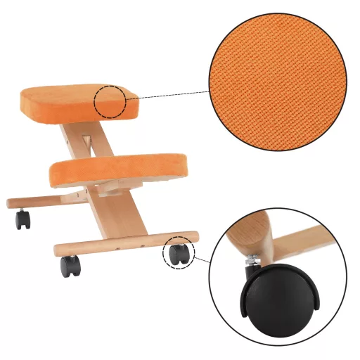 Ergonomikus térdelőszék, narancs/bükkfa, FLONET