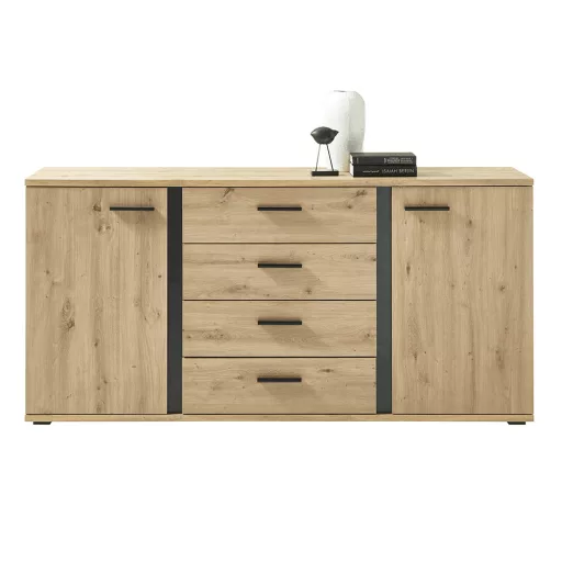 Komód, artisan tölgy/fekete, KANODE
