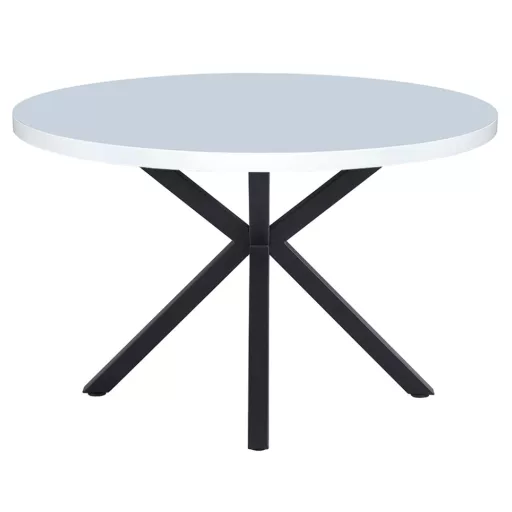 Étkezőasztal, fehér matt/fekete, átmérő 120 cm, MEDOR