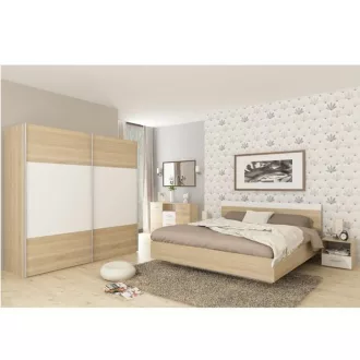   Hálószoba garnitúra (ágy 180x200 cm), tölgy sonoma/fehér, GABRIELA NEW