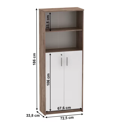Irattartó zárható szekrénnyel, kraft dunkel/fehér, JOHAN 2 NEW 10
