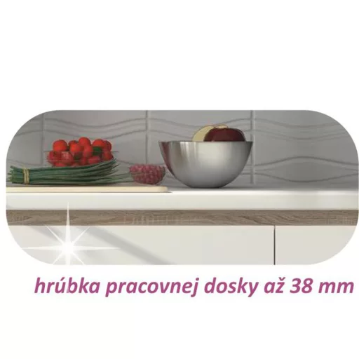 Konyhabútor, sonoma tölgy/fehér magasfényű HG, LINE NEW