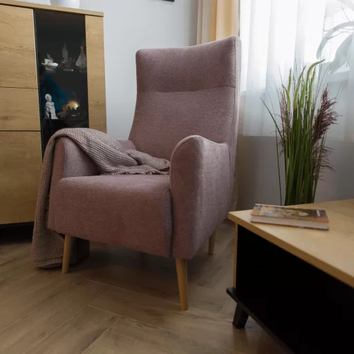 Füles fotel, fáradt rózsaszín/tölgy, SAMY