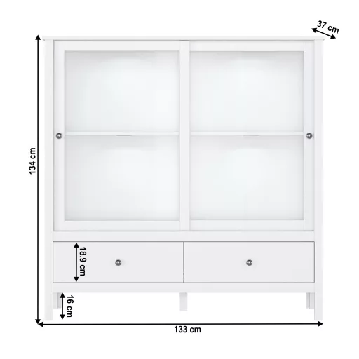 Alacsony vitrin 2W2S, fehér, OLJE