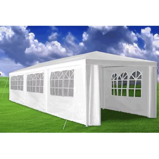 Kerti party sátor, fehér, 3x9 m, TEKNO NEW TYP 3 + 8 oldalsó résszel