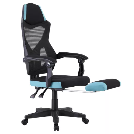 Irodai/gamer szék, fekete/neomint,  teherbírás 150 kg, JORIK NEW