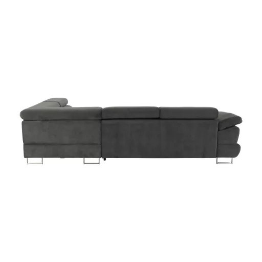 Ülőgarnitúra tárolóhellyel, szürke, szövet, balos, BUTON R