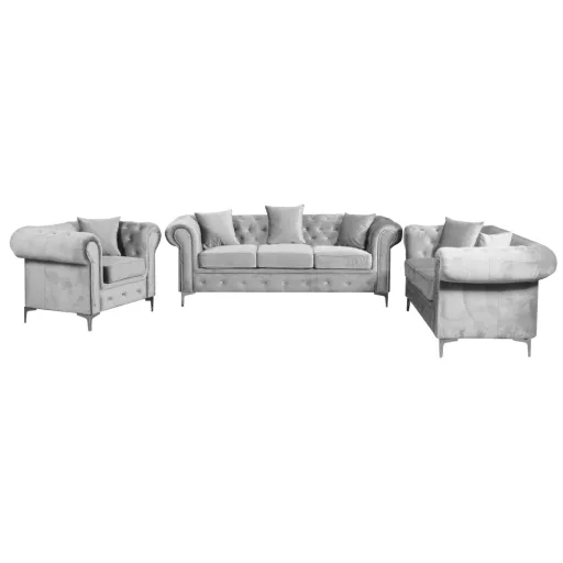 Luxus fotel, világosszürke Velvet szövet, ROMANO