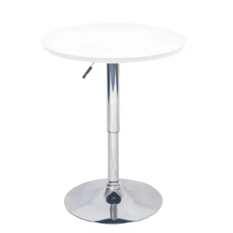   Bárasztal, magasság állítással, króm/fehér, átmérő 60 cm, BRANY 2 NEW