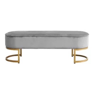   Dizájnos pad, szürke Velvet szövet/gold króm-arany, MIRILA NEW