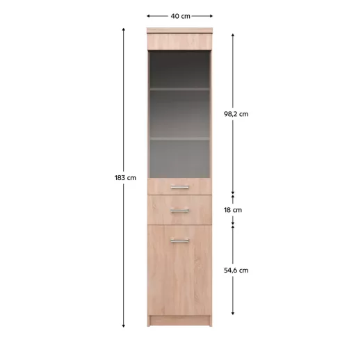 Vitrin 1D1W1S, sonoma tölgy, univerzális,TOPTY TYP 32
