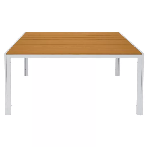 Kerti asztal, fehér acél/tölgy, BONTO