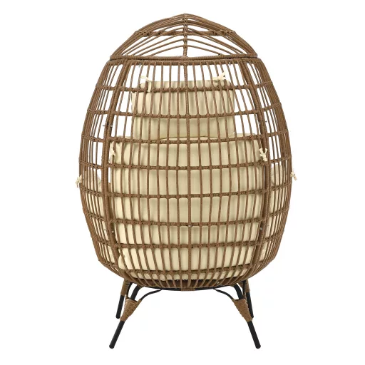 Rattan fotel, természetes/fekete/bézs, KARMEN