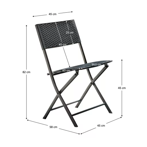 Kerti rattan szett 1+2, fekete, FARUK