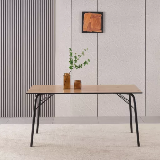 Étkezőasztal, artisan tölgy/fekete, 160x80x75 cm, NALAK TYP 3