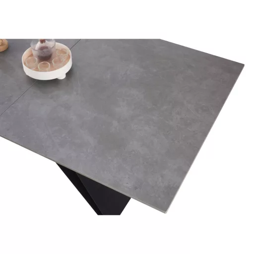Kihúzható étkezőasztal, beton/fekete, 160-200x90 cm, MAJED