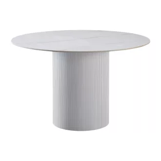   Étkezőasztal, fehér márvány/MDF, átmérő 120 cm, MAHIR TYP 1