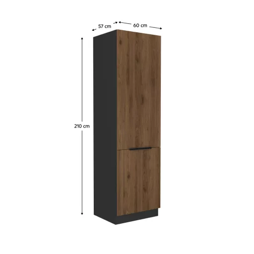 Magas szekrény, okapi dió/fekete, MENZO 60 DK-210 2F