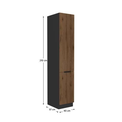 Magas szekrény, okapi dió/fekete, MENZO 40 DK-210 2F