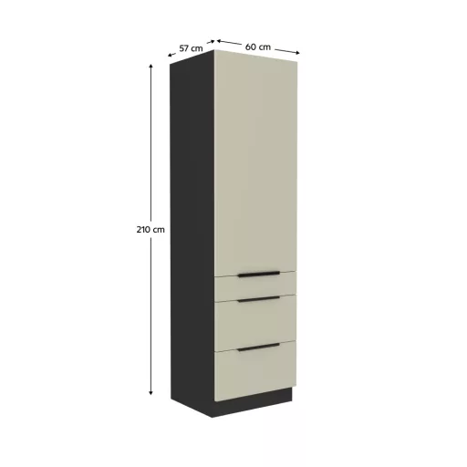 Magas szekrény, kasmír/fekete, ARAKA 60 DKS-210 3S1F