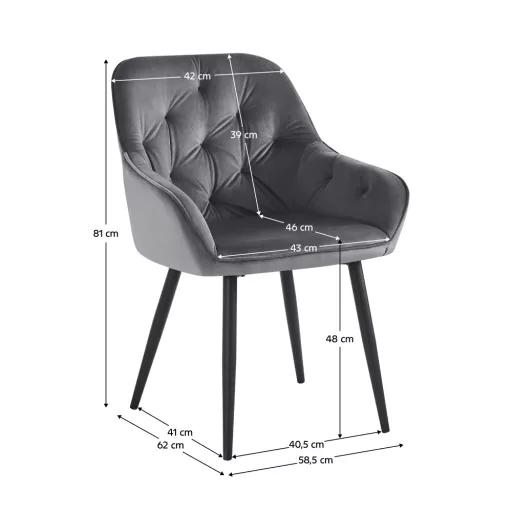 Design fotel, szürke Velvet szövet, VERIO