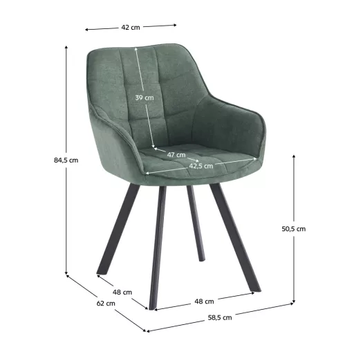 Design fotel, zöld Velvet/fekete, PETIN