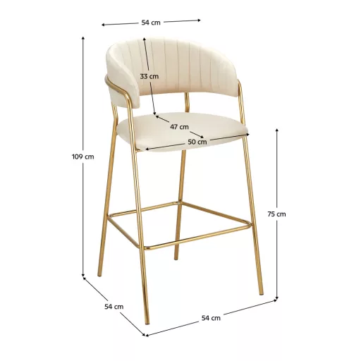 Design bárszék, bézs Velvet szövet/gold króm arany, DASMIN TYP 2