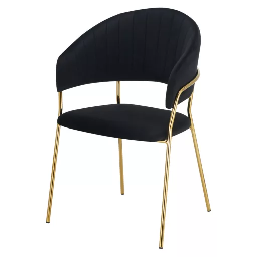 Design étkezőszék, fekete Velvet szövet/gold króm arany, DASMIN TYP 1